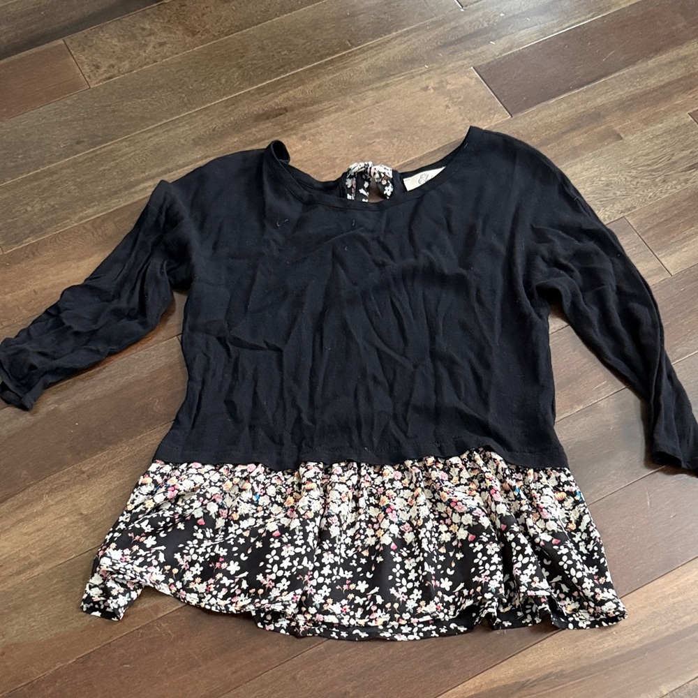 Elodie Black Floral Peplum Top